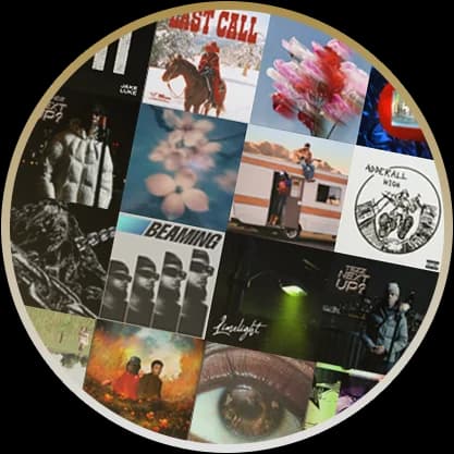 A collage of artist cover artworks promoted with Music Ads