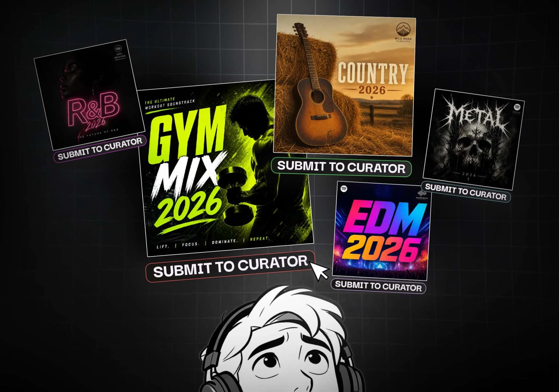 Submitting tracks to playlist curators