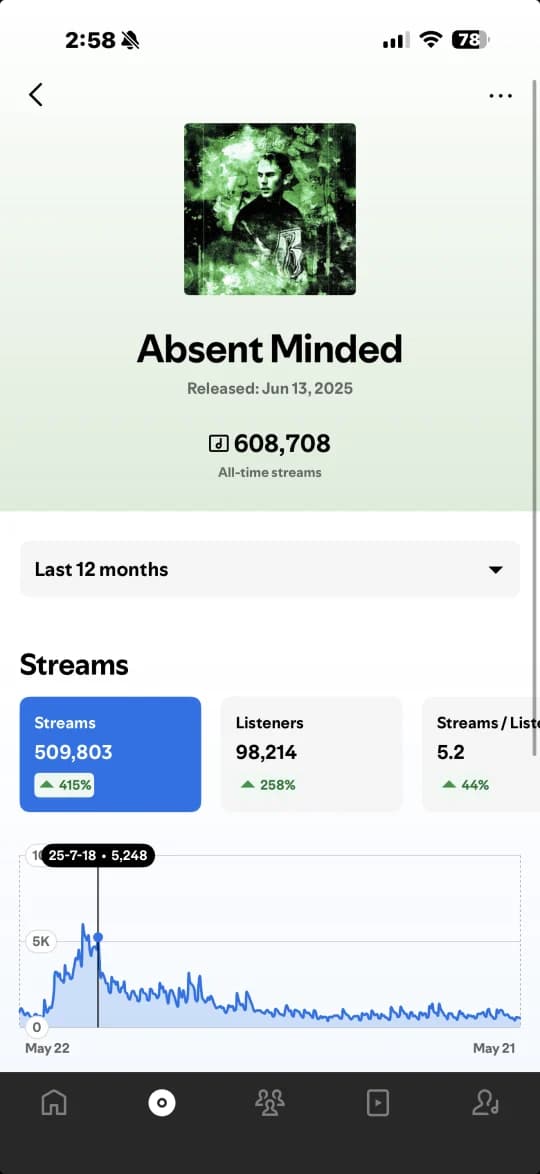 Music Ads campaign result — Absent Minded by Conley
