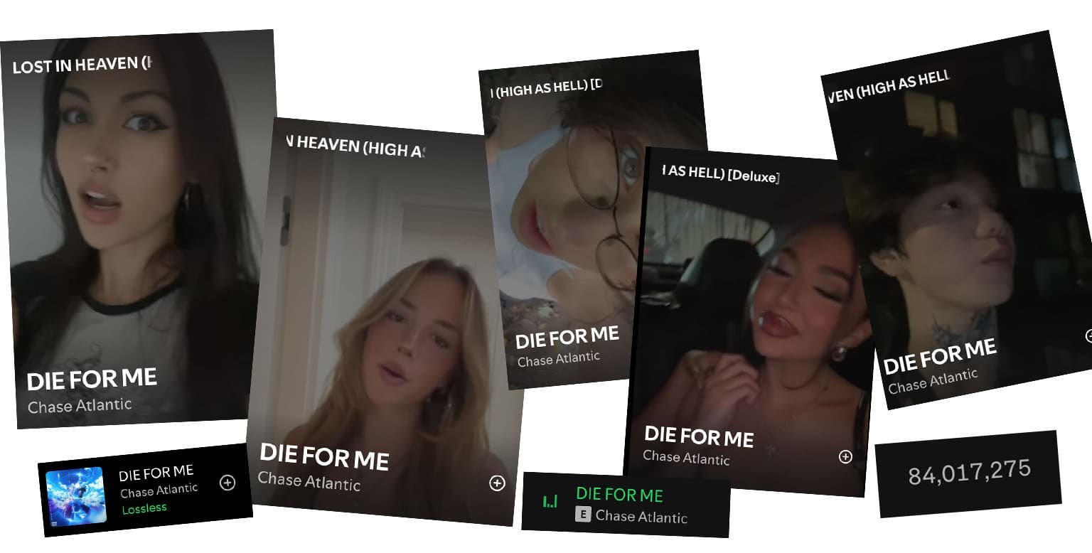 Chase Atlantic features fan made content from Tik Tok to their song "DIE FOR ME".