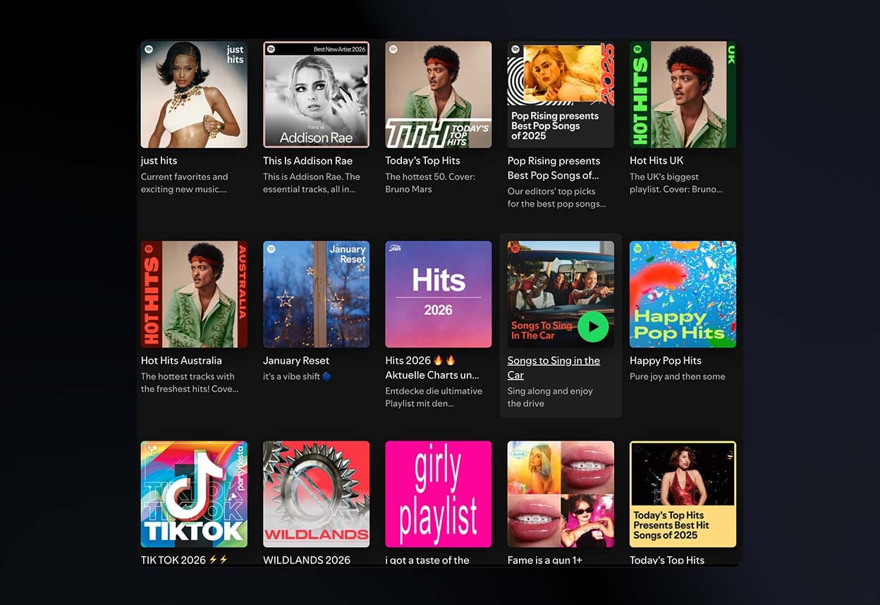 Editorial & User Created Playlists (From Addison Rae's Discovered On Section)